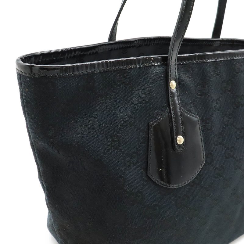 Gucci Canvas Patent Leather Logo Charm Tote Bag - Barde - Image 6