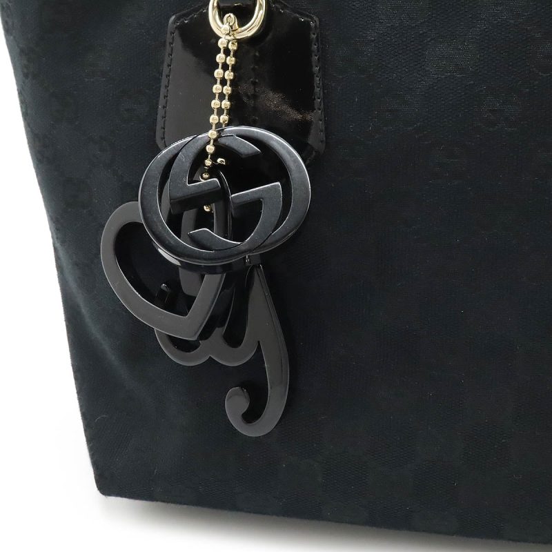 Gucci Canvas Patent Leather Logo Charm Tote Bag - Barde - Image 7