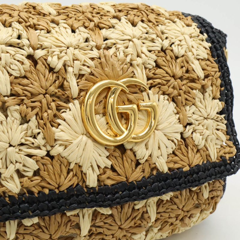 Gucci GG Marmont Raffia Leather Shoulder Bag - Barde - Image 7