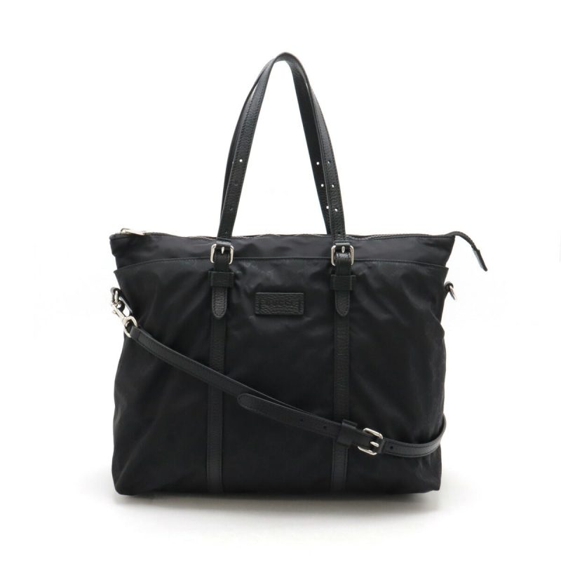 Gucci Nylon Leather GG Tote Bag Black - Barde
