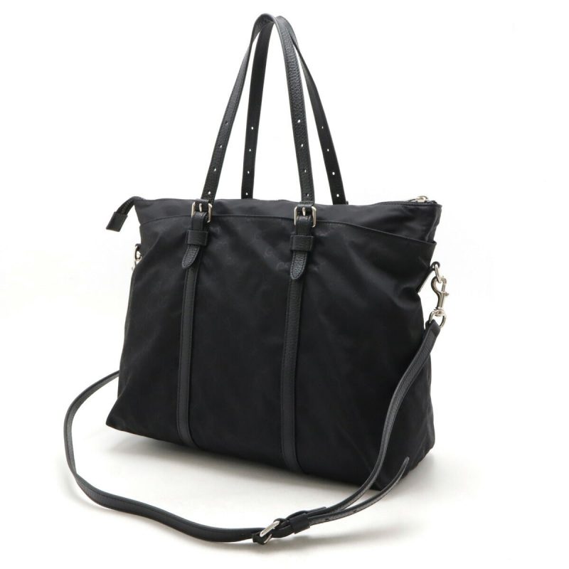 Gucci Nylon Leather GG Tote Bag Black - Barde - Image 2