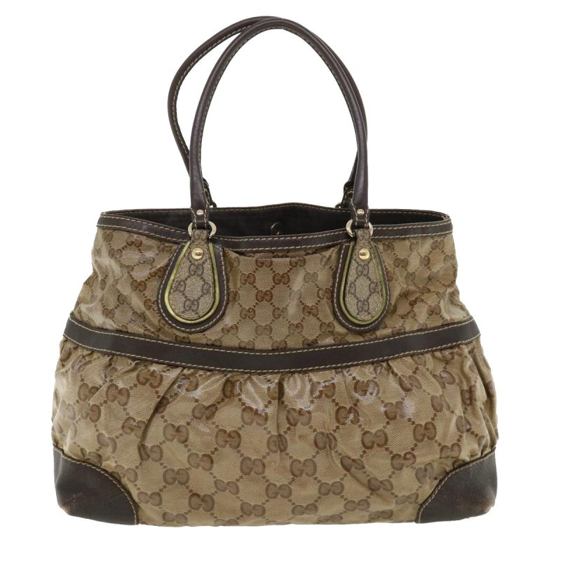 Gucci GG Canvas Tote Bag Coated Canvas Beige Dark Brown - Barde - Image 2
