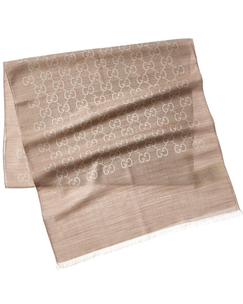 Gucci Logo Small Jacquard Wool & Silk-Blend Scarf - Barde - Image 2
