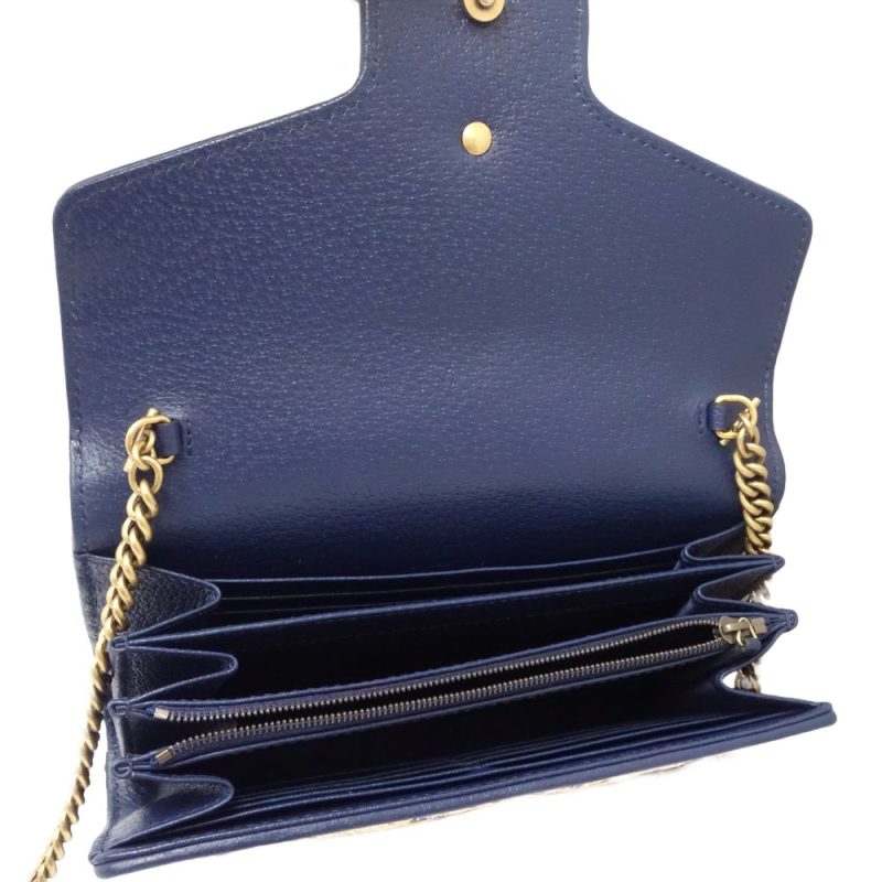 Gucci GG Marmont Leather Raffia Shoulder Bag - Barde - Image 6