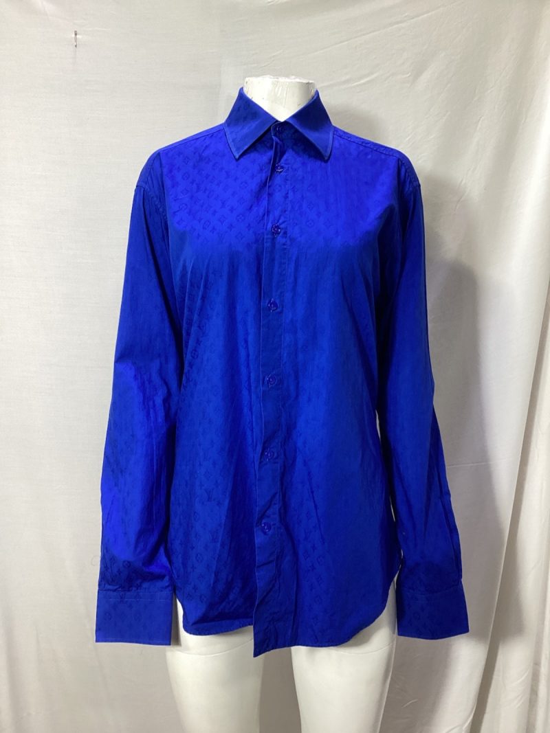 Louis Vuitton Monogram Long Sleeve Shirt in Blue Cotton - Barde