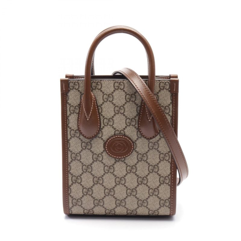 Gucci Mini Tote Bag GG Supreme PVC Canvas Leather - Barde