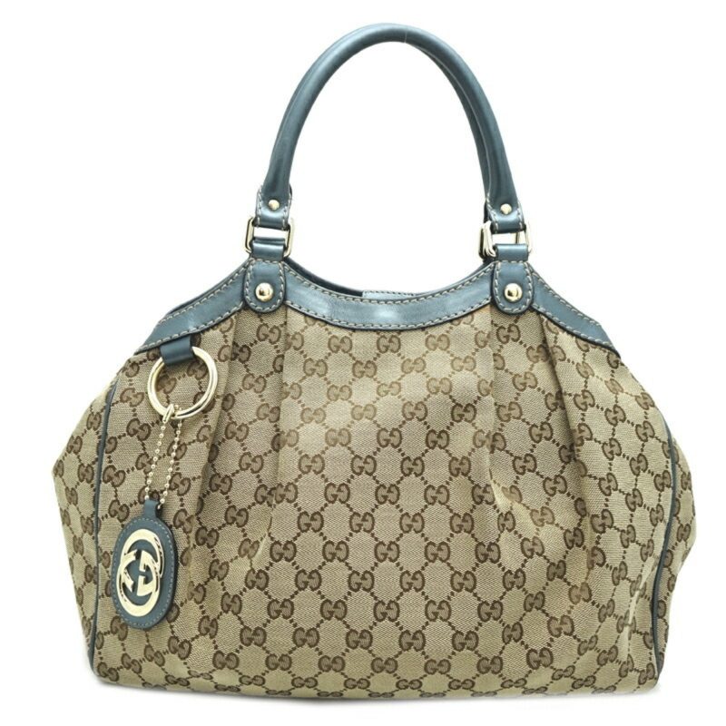 Gucci  blue  Gg Canvas Leather Handbag Shoulder Bag (Pre-Owned) - Barde