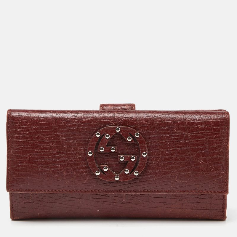 Gucci Brick Leather Soho Studded Continental Wallet - Barde