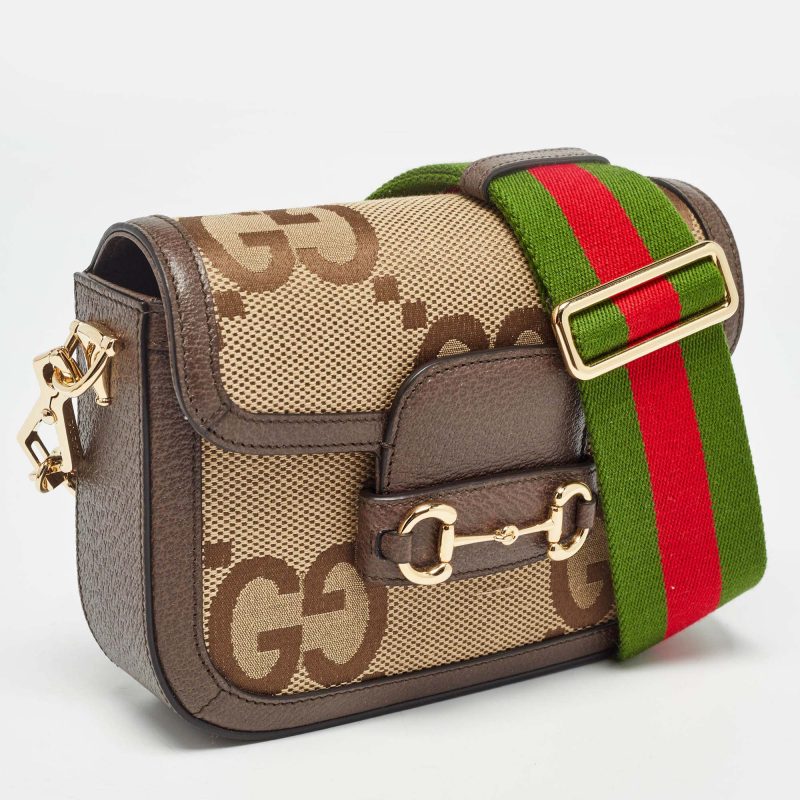 Gucci Beige/brown Gg Canvas Leather Horsebit 1955 Crossbody Bag - Barde - Image 2