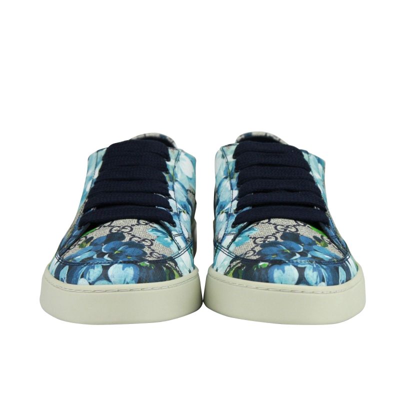 Gucci Men's Bloom Flower Print blue Supreme GG Canvas Sneaker Shoes - Barde - Image 3