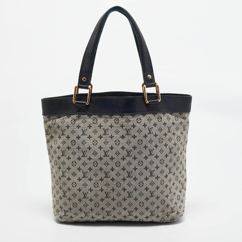 Louis Vuitton Navy Blue Monogram Mini Lin Canvas Lucille Gm Bag - Barde - Image 3