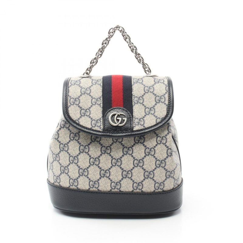 Gucci Navy  Pvc Coated Canvas Leather Backpack (Pre-Owned) - Barde - Image 2