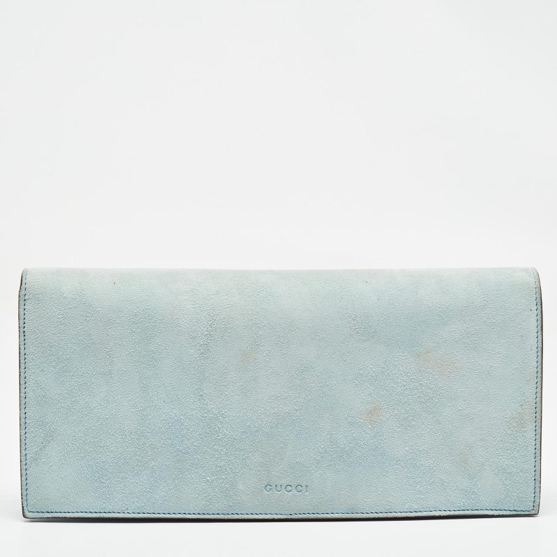 Gucci Light Blue Suede Broadway Clutch - Barde - Image 3