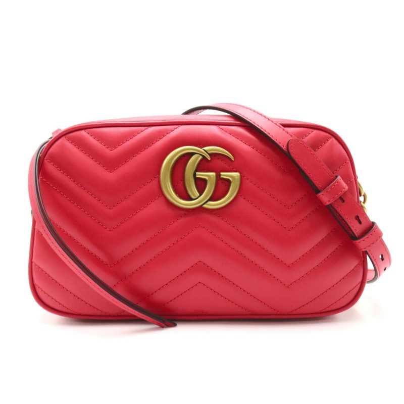 Gucci GG Marmont Small Shoulder Bag Quilted Leather Red - Barde
