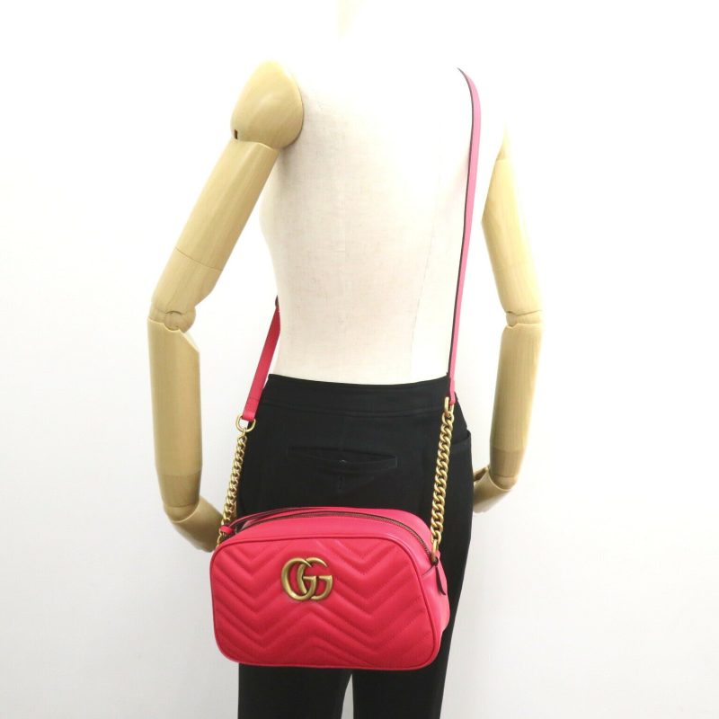 Gucci GG Marmont Small Shoulder Bag Quilted Leather Red - Barde - Image 5