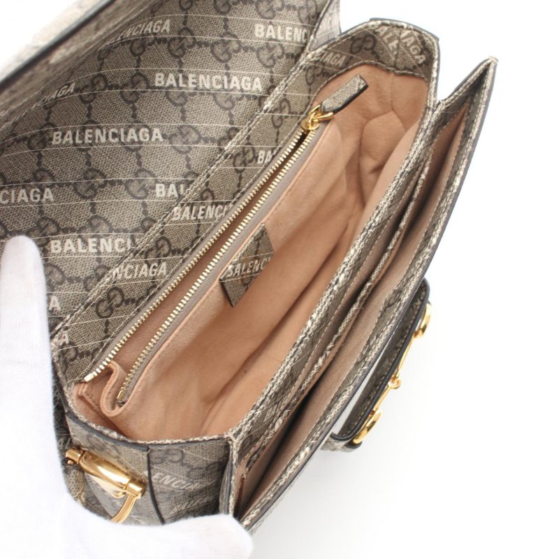 Gucci Horsebit 1955 Shoulder Bag Beige/White - Barde - Image 3
