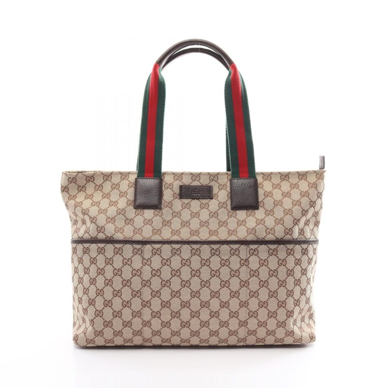 Gucci Canvas Leather GG Webbing Tote Bag 155524 - Barde