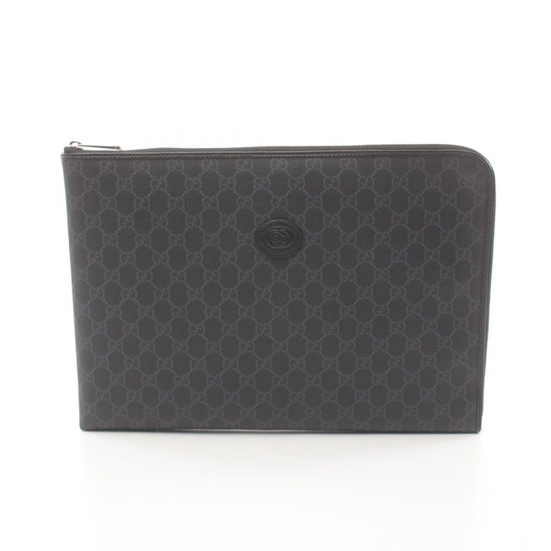 Gucci GG Supreme Document Clutch Bag Black - Barde