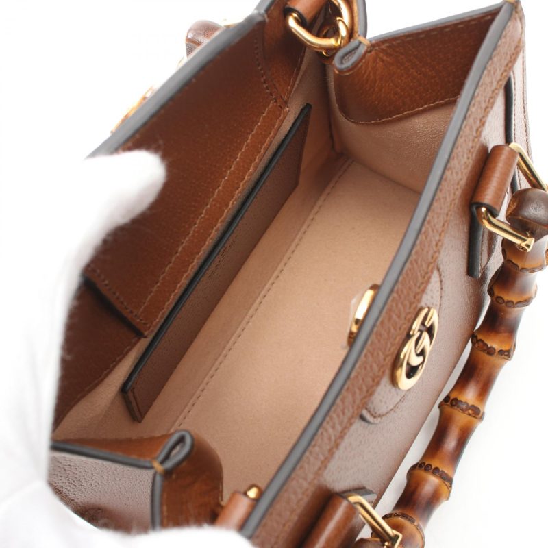 Gucci Diana Mini Bamboo Leather Tote Bag - Barde - Image 3