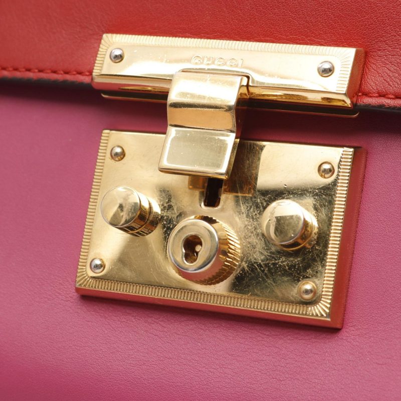 Gucci Leather Shoulder Bag Red/Pink - Barde - Image 8