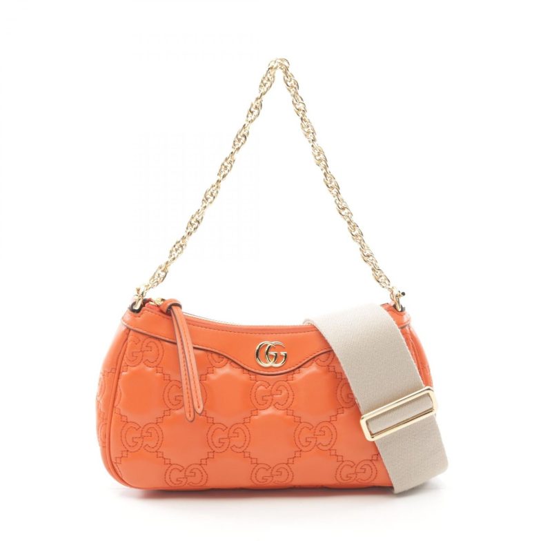 Gucci GG Matelassé Leather Handbag Orange - Barde