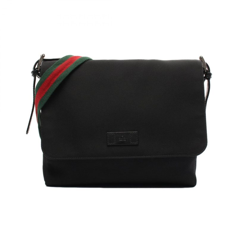 Gucci Leather Nylon Canvas Shoulder Bag Black - Barde