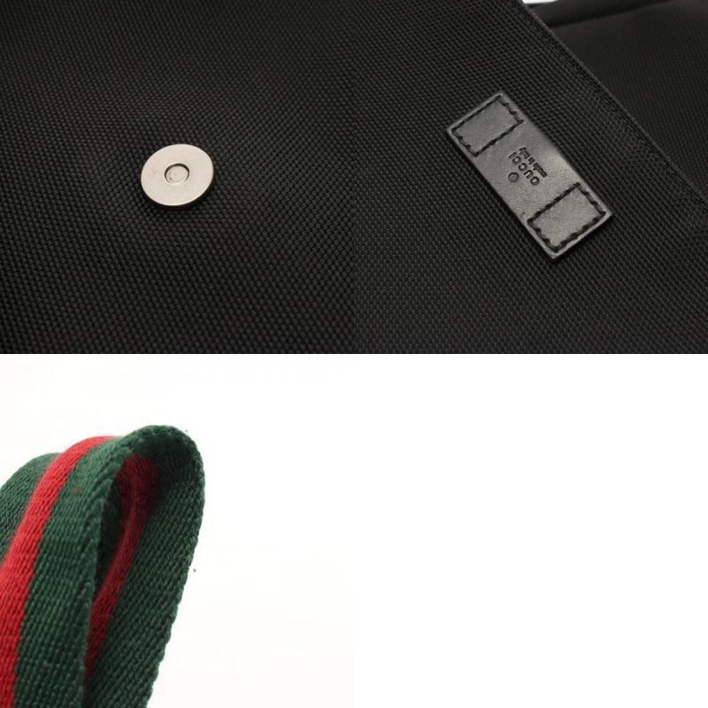 Gucci Leather Nylon Canvas Shoulder Bag Black - Barde - Image 10