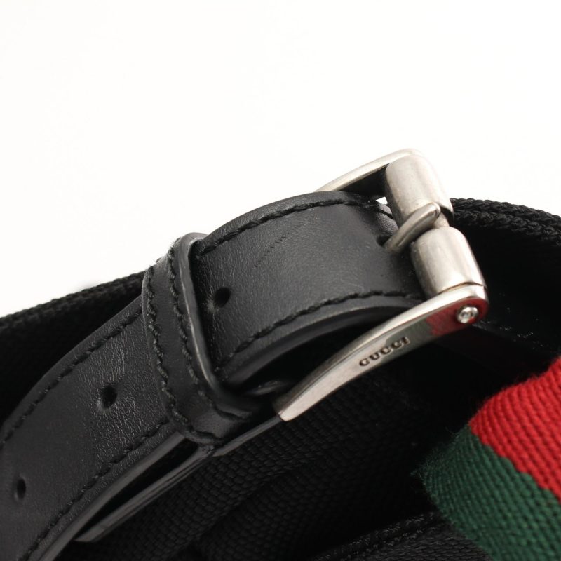 Gucci Leather Nylon Canvas Shoulder Bag Black - Barde - Image 7