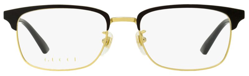Gucci Men's Rectangular Eyeglasses GG0131O 001 Gold/Black 53mm - Barde - Image 2