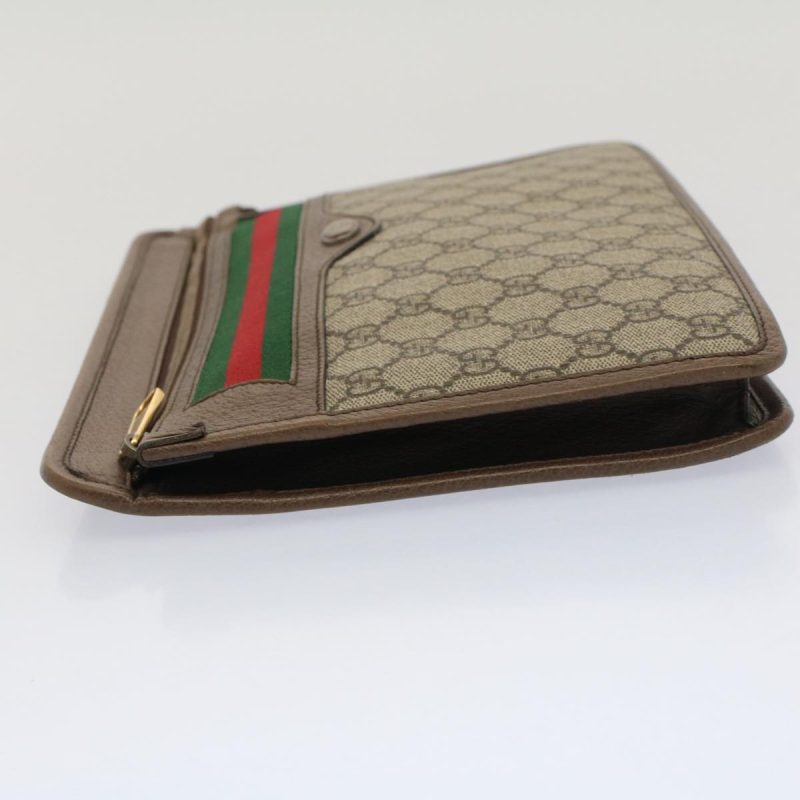 Gucci GG Canvas Web Sherry Line Clutch Bag Beige Red Green - Barde - Image 3