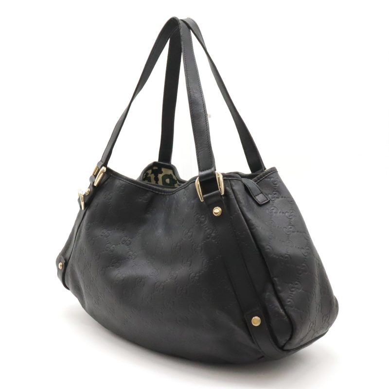 Gucci Leather Tote Bag Black Gold Hardware - Barde - Image 2