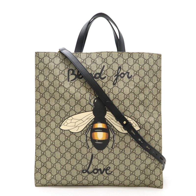 Gucci GG Supreme Bee 2WAY Tote Bag Black - Barde