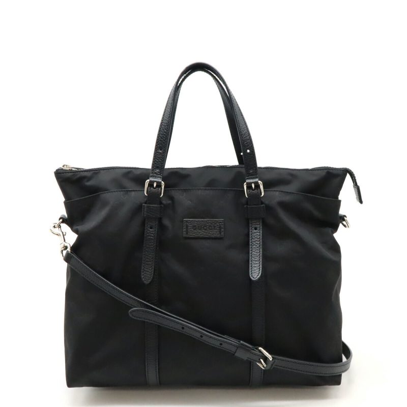 Gucci Nylon Leather GG Tote Bag Black - Barde