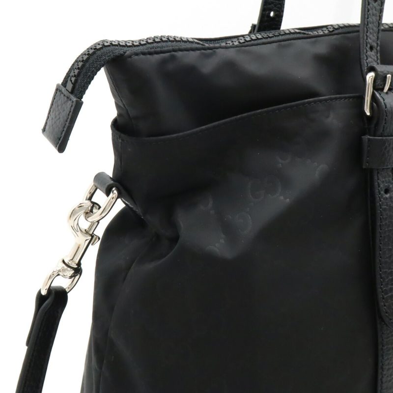 Gucci Nylon Leather GG Tote Bag Black - Barde - Image 7