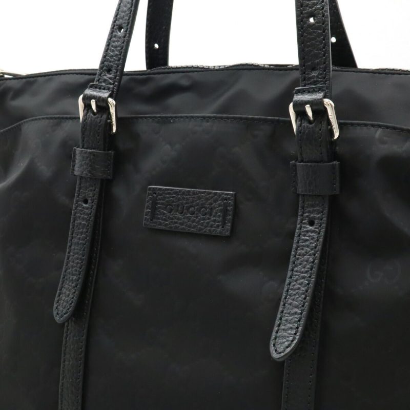 Gucci Nylon Leather GG Tote Bag Black - Barde - Image 8