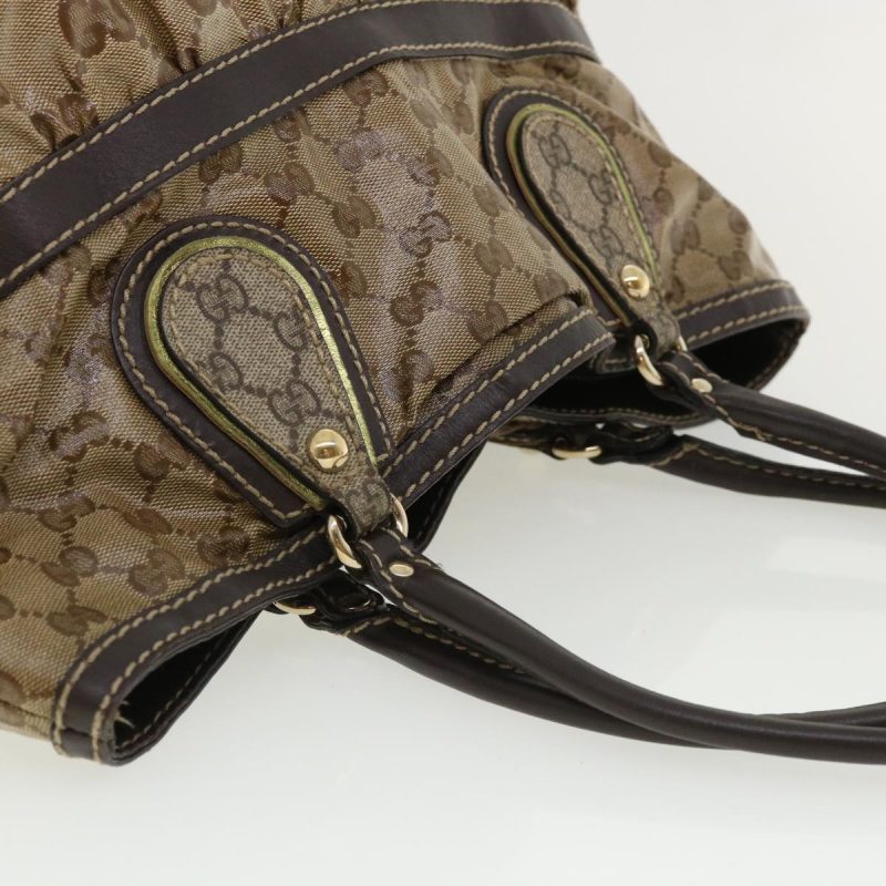 Gucci GG Canvas Tote Bag Coated Canvas Beige Dark Brown - Barde - Image 6