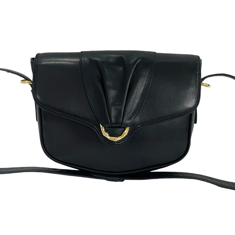 Gucci Vintage Leather Shoulder Bag Black - Barde - Image 2