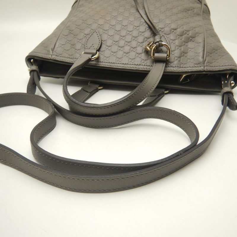 Gucci Leather 2WAY Handbag Gray - Barde - Image 5