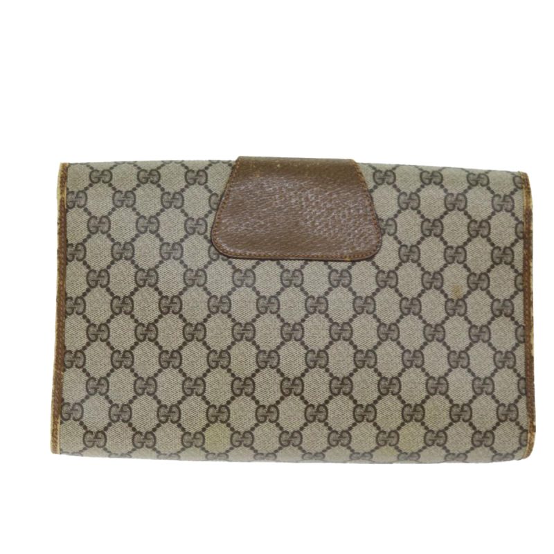Gucci Gg Supreme Web Sherry Line Clutch Bag Pvc Beige Red - Barde - Image 2