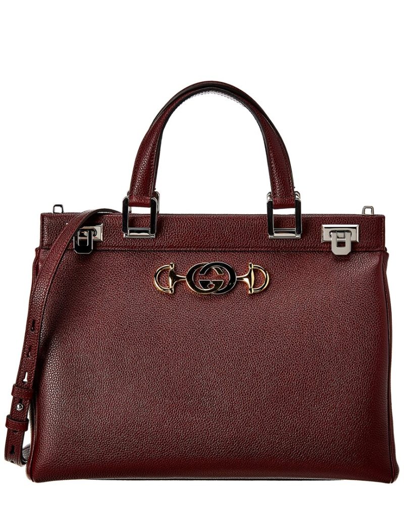 Gucci Zumi Medium Leather Top Handle Tote - Barde