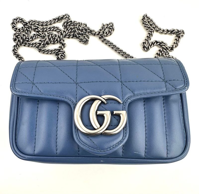 Gucci GG Marmont Super Mini Leather Navy - Barde - Image 5