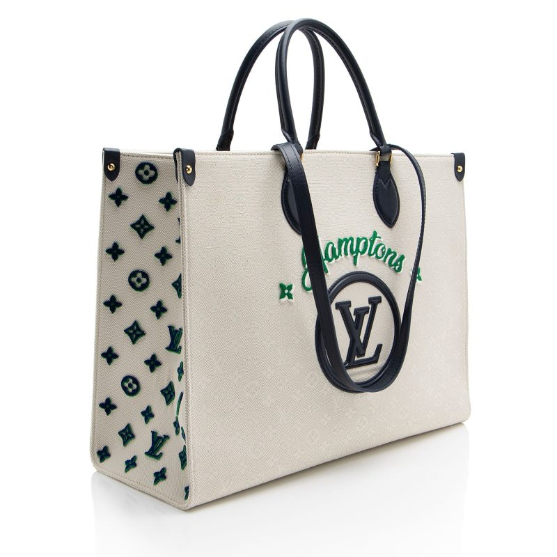 Louis Vuitton Monogram Jacquard Tuffetage Hamptons Onthego GM Tote - Barde - Image 2