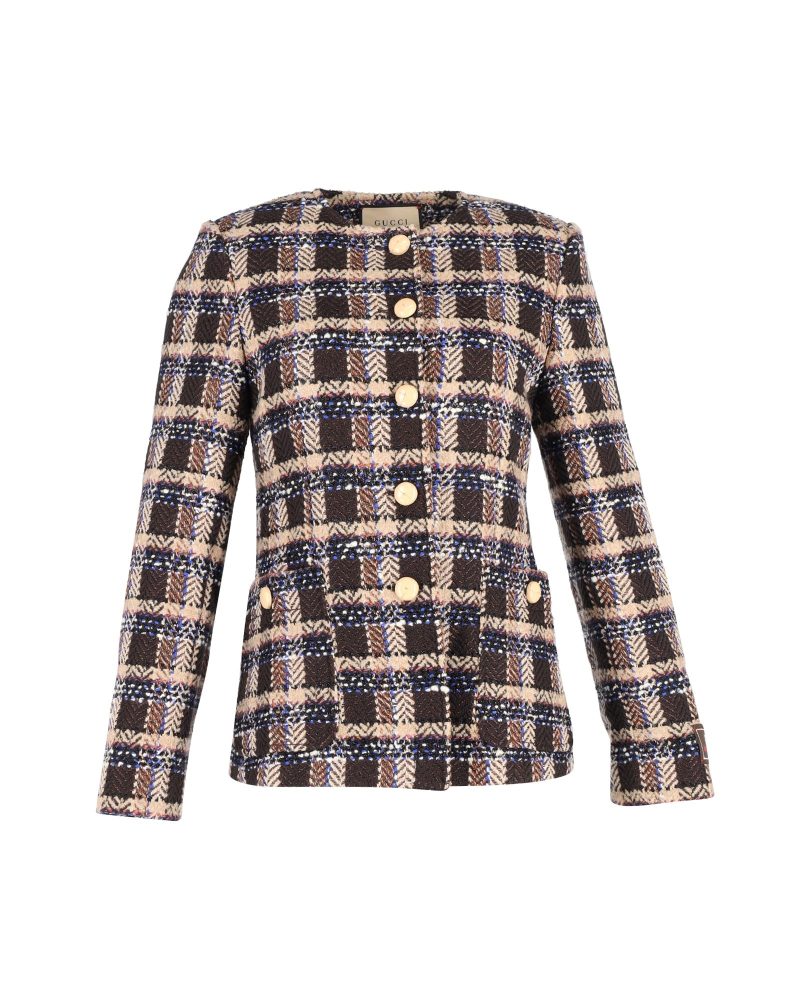 Gucci Tartan Jacket in Multicolor Cotton Tweed - Barde