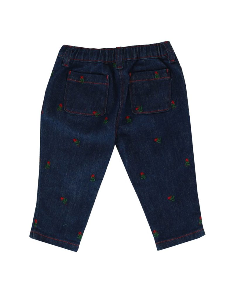 Gucci Rose Printed Denim Pant - Barde - Image 2