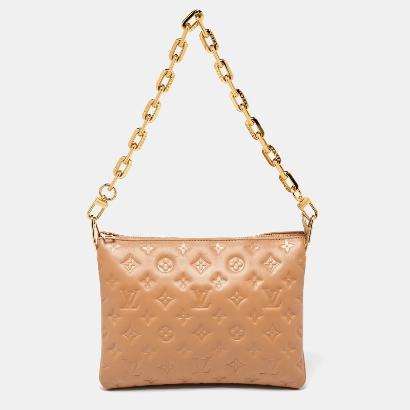 Louis Vuitton Taupe Monogram Embossed Leather Coussin Pm Bag - Barde