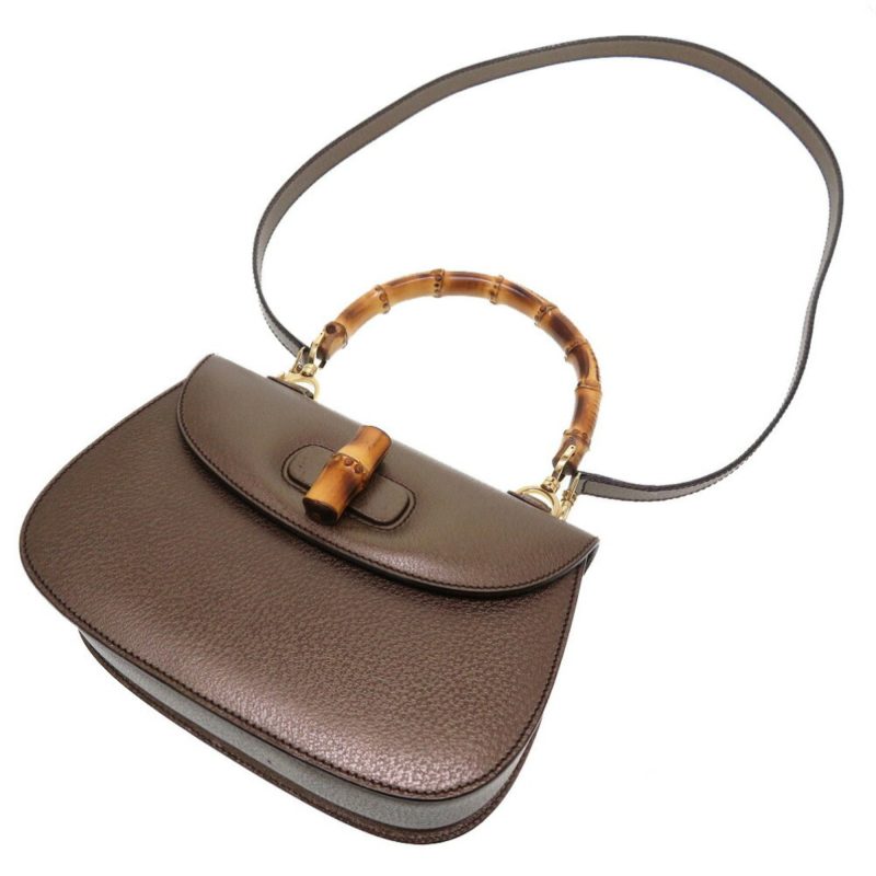 Gucci  Bamboo Leather Handbag Shoulder Bag (Pre-Owned) - Barde - Image 6