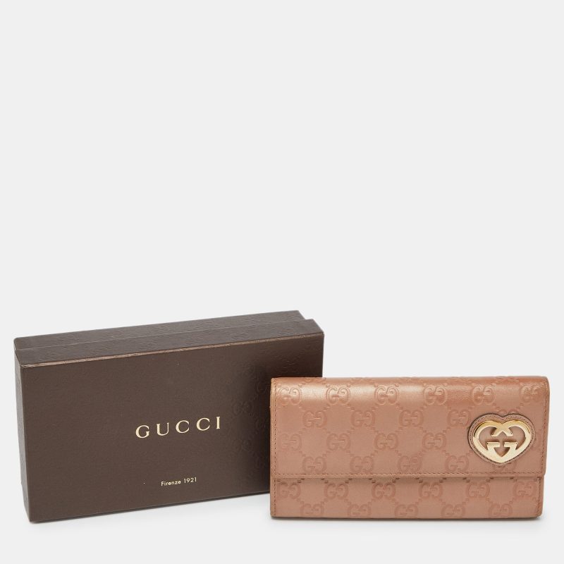 Gucci Metallic Peach Guccissima Leather Flap Continental Wallet - Barde - Image 6