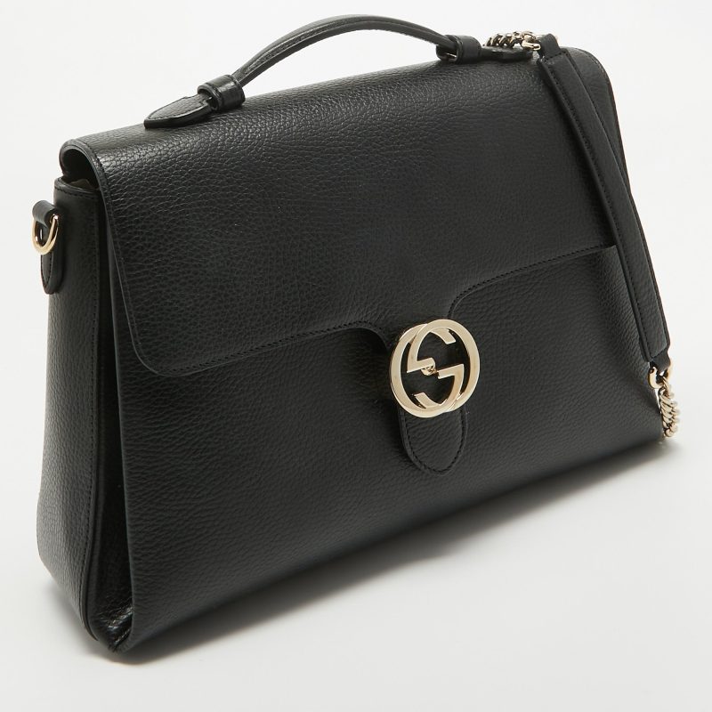 Gucci  Leather Doller Interlocking G Top Handle Bag - Barde - Image 2
