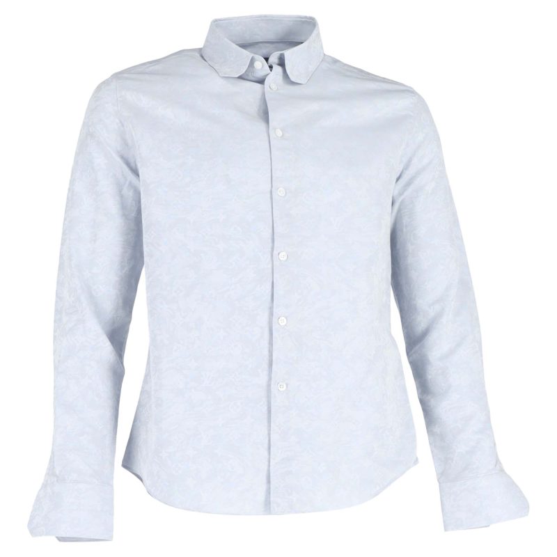 Louis Vuitton Monogram Print Long Sleeve Shirt in Blue Cotton - Barde