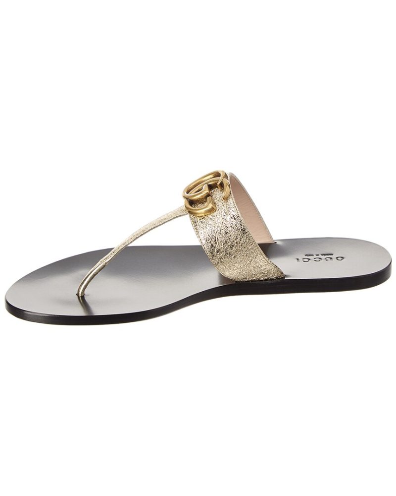 Gucci Double G Metallic Leather Sandal - Barde - Image 2
